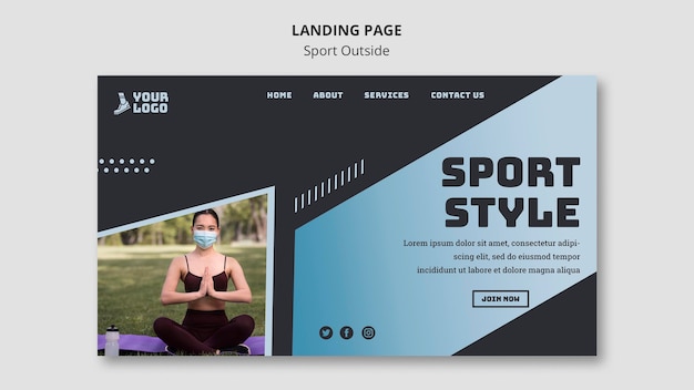 PSD gratuito sport al di fuori del design della landing page