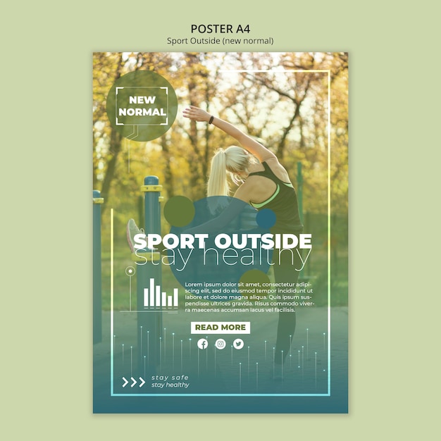 PSD gratuito sport fuori stile modello poster