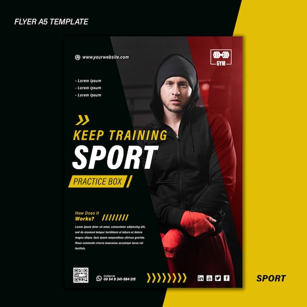무료 PSD 사진이있는 스포츠 인쇄 템플릿