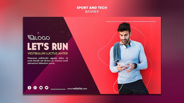 PSD gratuito sport e tecnologia modello di progettazione banner