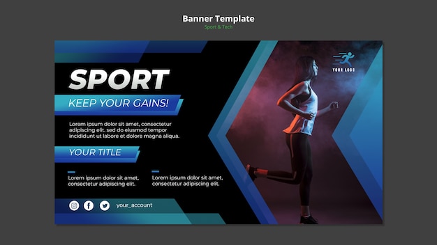 Mock-up modello di banner concetto sport & tecnologia