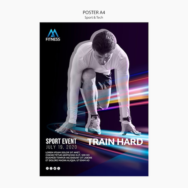 PSD gratuito poster motivazionale di sport e tecnologia