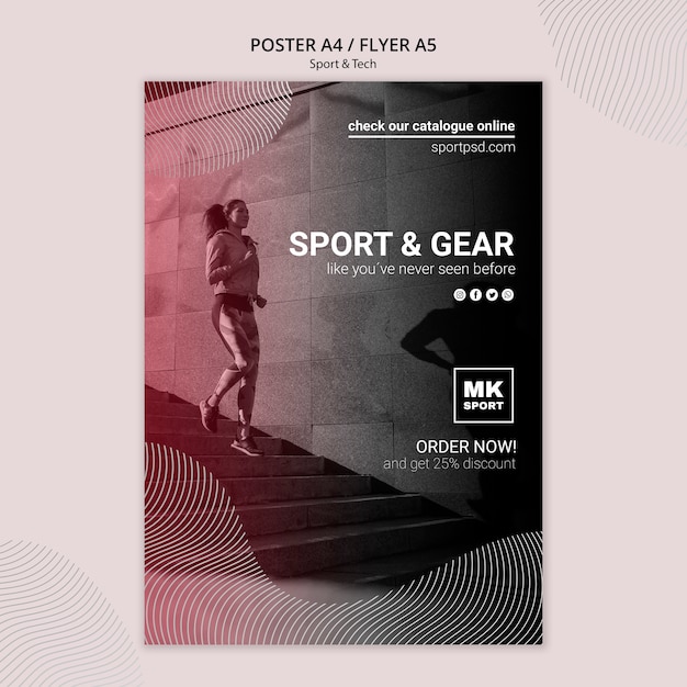 Бесплатный PSD Спортивно-технический шаблон постера