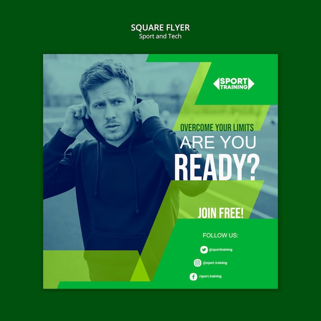 Free PSD sport and tech square flyer template