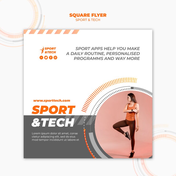Free PSD sport and tech square flyer