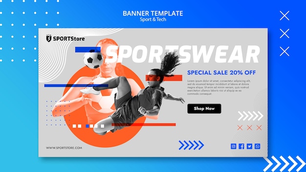 無料PSD バナーのスポーツ＆テックテンプレート