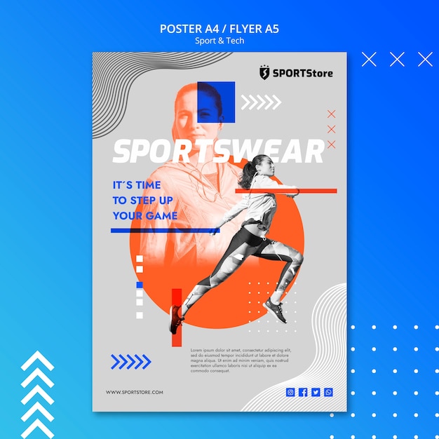 PSD gratuito modello di sport e tecnologia per poster