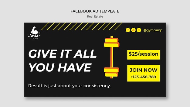 Free PSD sport training facebook template