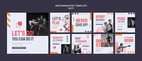 Free PSD sport and training instagram posts collection