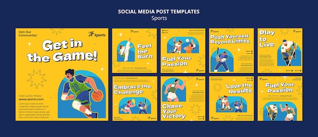 Sport Training Instagram Posts Template – PSD Templates for Free Download