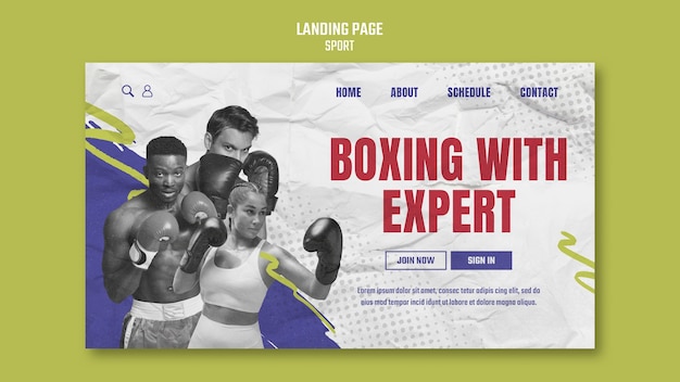 Sport training landing page template