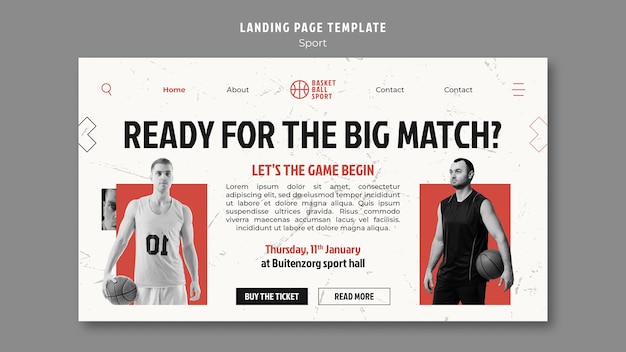 Free PSD sport training landing page template