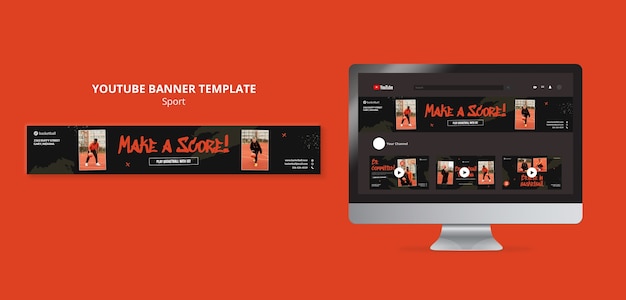 Free PSD sport training youtube banner template