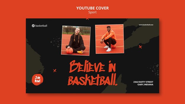 PSD gratuito modello di copertina di youtube per allenamento sportivo