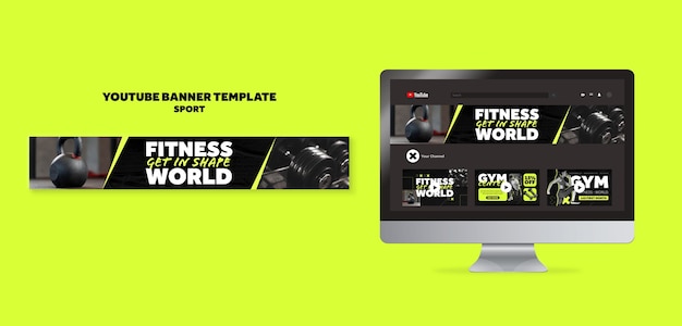 Sport Workout YouTube Banner Template – PSD Templates
