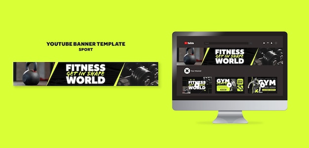 Free PSD sport workout youtube banner template