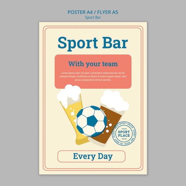 Modello del manifesto delle bevande del bar sportivo