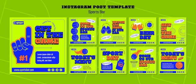 Free PSD sports bar for fans and leisure instagram posts collection