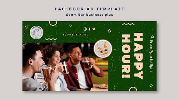 Free PSD sports bar for fans and leisure social media promo template