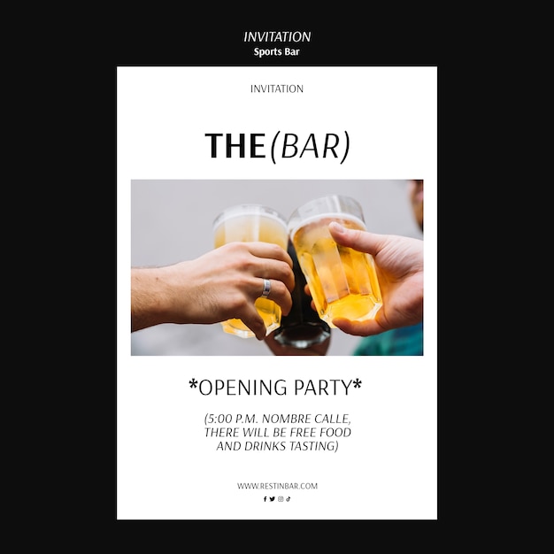 Free PSD sports bar invitation template