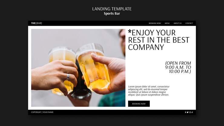 Free PSD sports bar landing page template