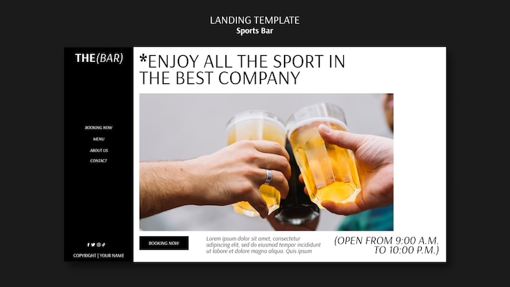 Free PSD sports bar landing page template