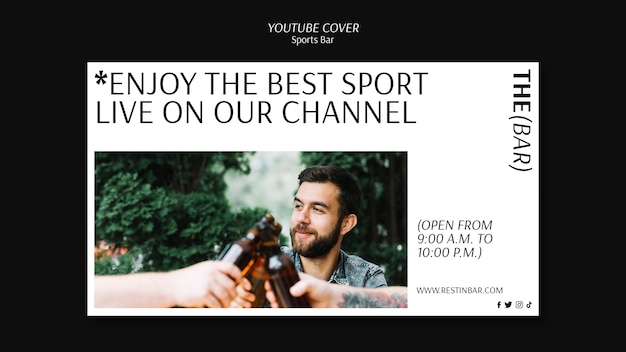 PSD gratuito modello di copertina per youtube della barra dello sport