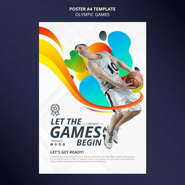 Poster verticale di competizioni sportive con foto