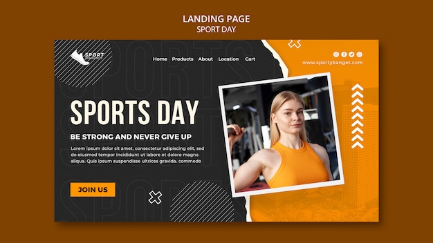 Sports day landing page design template