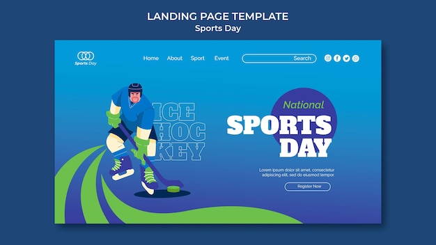 Free PSD sports day landing page template design