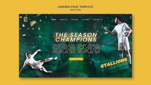 Free PSD sports day landing page template with glowing and blurry effect