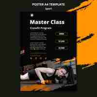 Free PSD sports and fitness classes vertical poster template