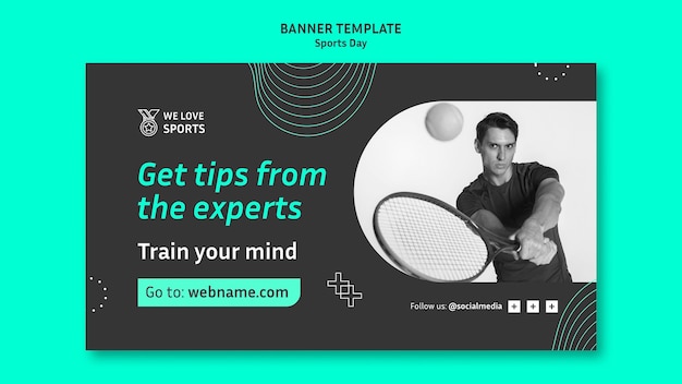 Sports horizontal banner template in abstract style