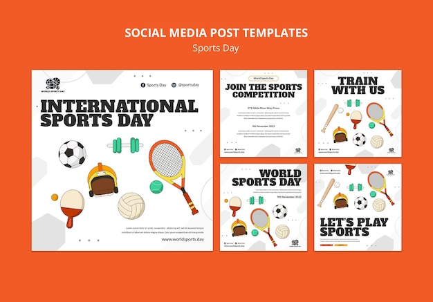 Free PSD sports instagram posts collection with elements