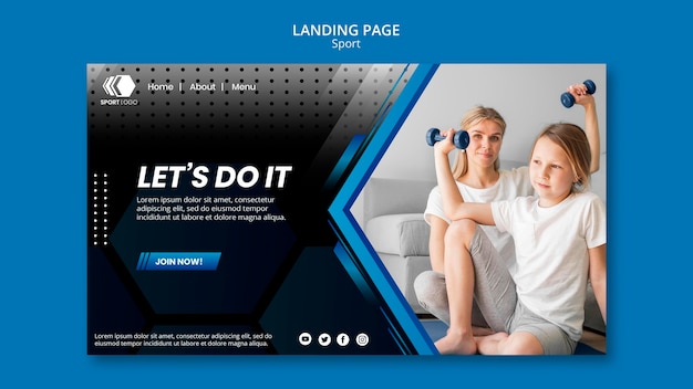 PSD gratuito modello di landing page sportiva