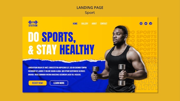 Free PSD do sports landing page template