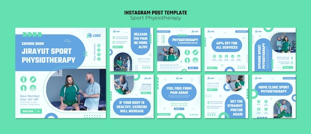 Sports physiotherapy instagram posts template