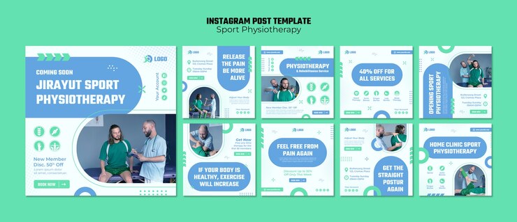 Бесплатный PSD шаблон постов в instagram о спортивной физиотерапии