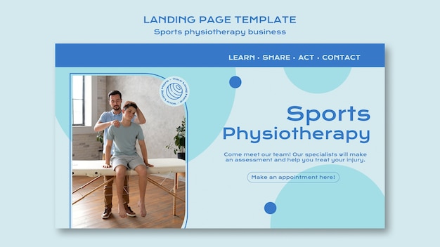 PSD gratuito modello di landing page per fisioterapia sportiva