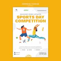 PSD gratuito modello di poster verticale sportivo con persone che praticano sport