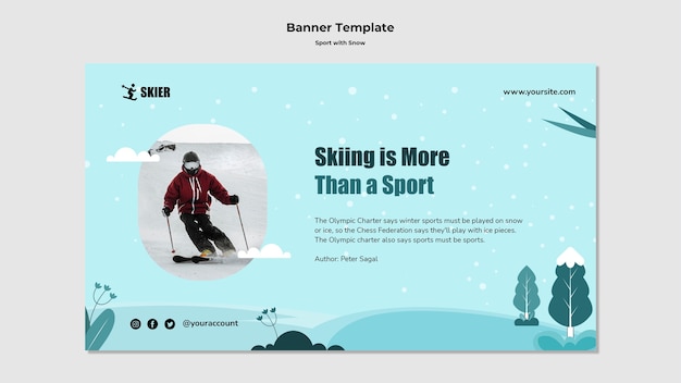 無料PSD 雪のバナーデザインテンプレートとスポーツ