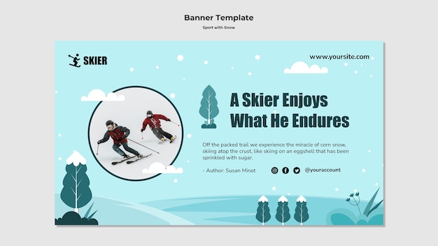 PSD gratuito sport con modello di progettazione banner neve