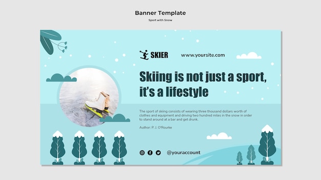 雪のバナーデザインテンプレートとスポーツ