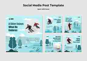 Free PSD sports with snow instagram post design template