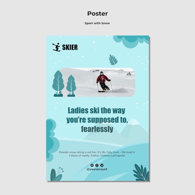 Sport con modello di progettazione di poster di neve