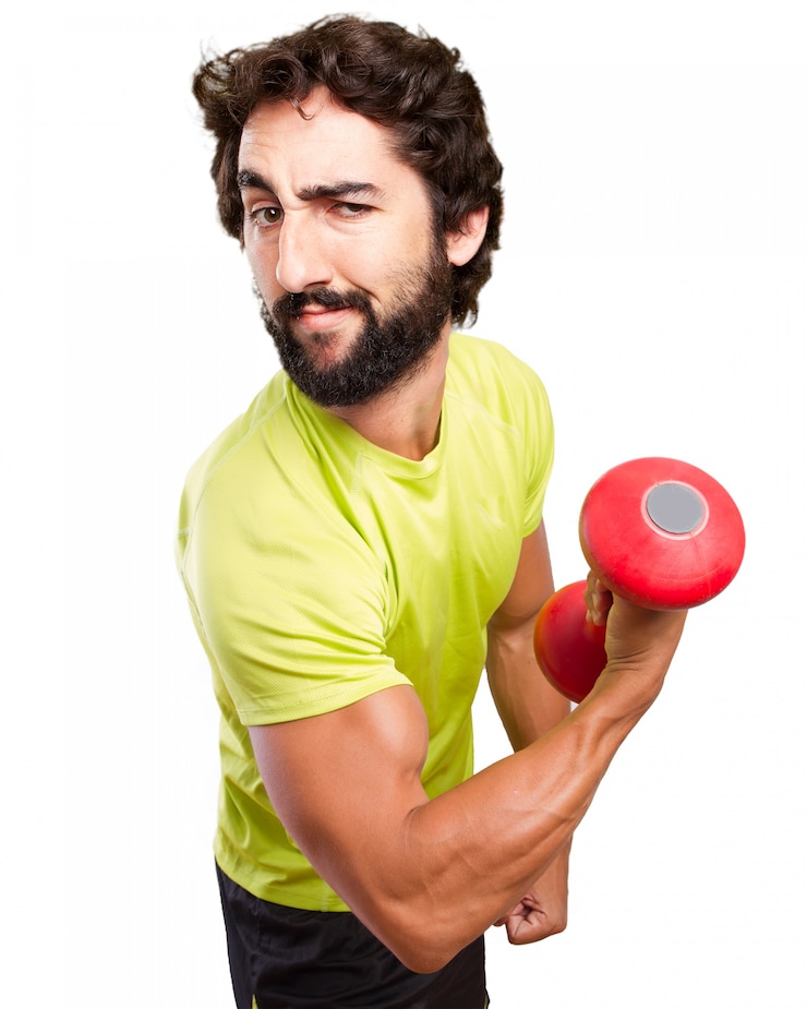 Free PSD sportsman showing his biceps