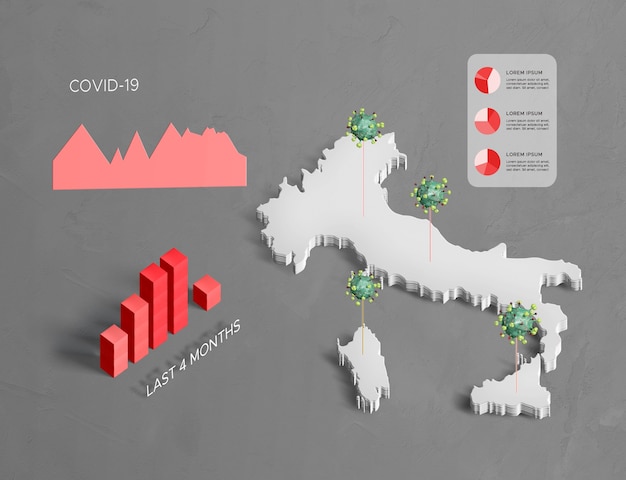 Free PSD spreading of coronavirus map italy