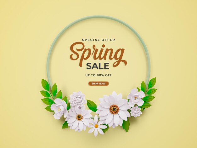 Spring banner floral design template