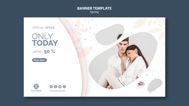 Free PSD spring banner template with photo