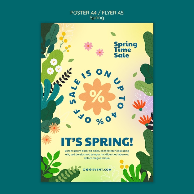 Бесплатный PSD Шаблон плаката для празднования весны